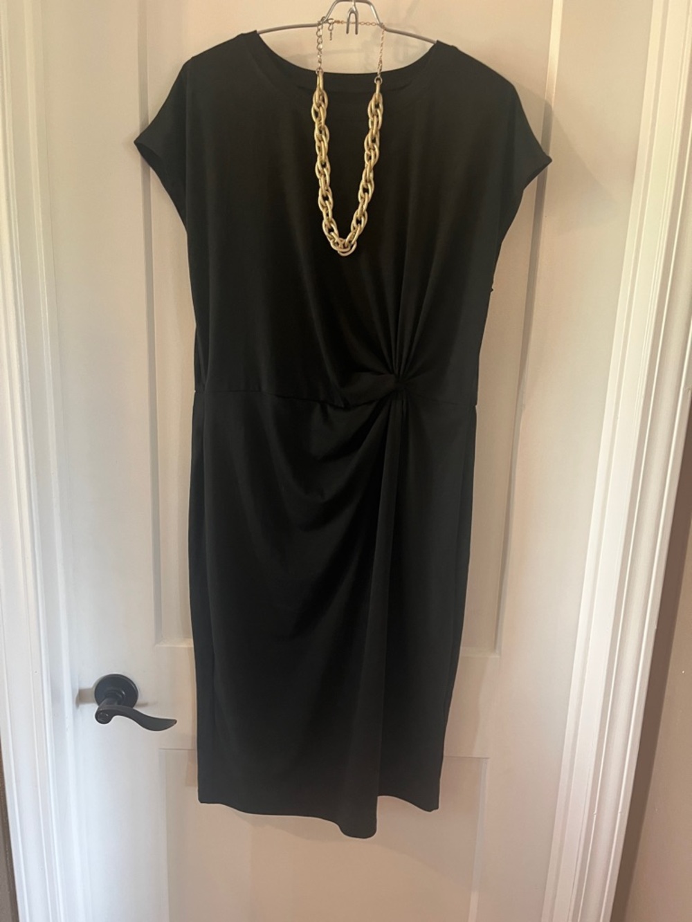 SHEIN Black Twist-Detail Midi Dress